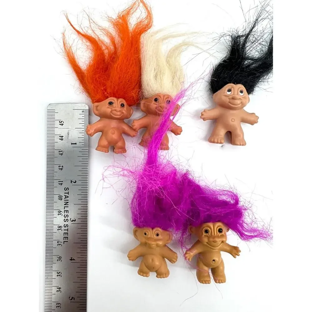 Vintage Russ Miniature Lucky Troll Dolls Lot of 5